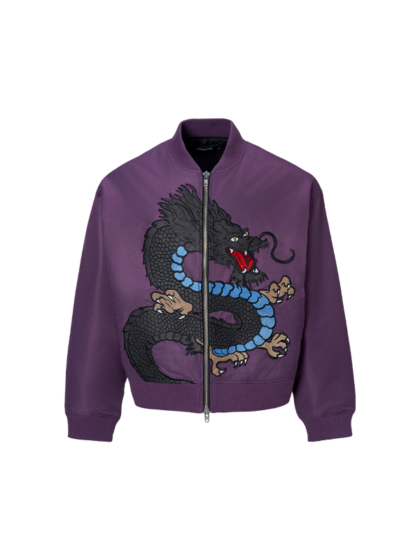 DONCARE 24 COLLECTION Dragon Embroidery Nylon Jacket MA-1 PURPLE