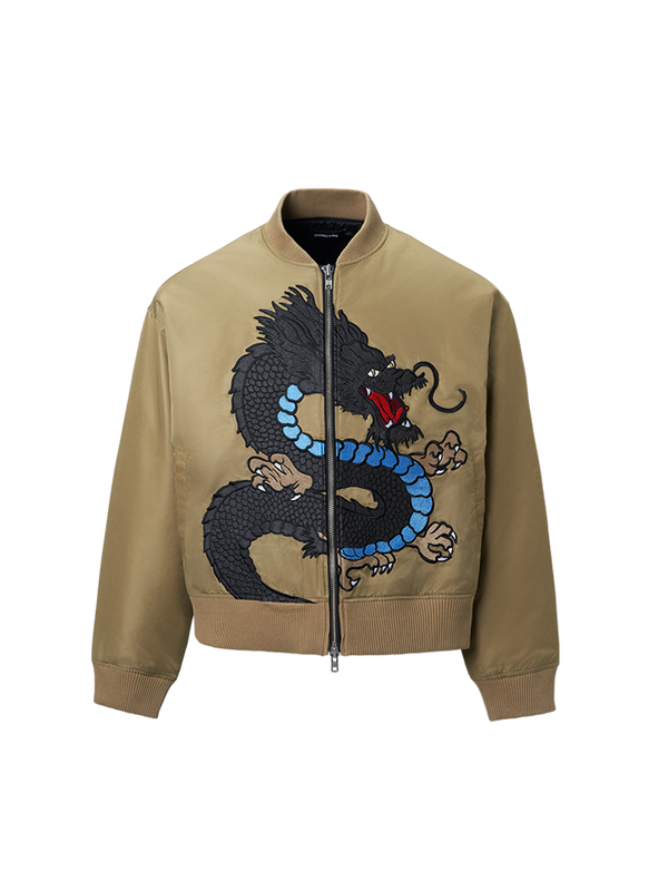 DONCARE 24 COLLECTION Dragon Embroidery Nylon Jacket MA-1 BROWN