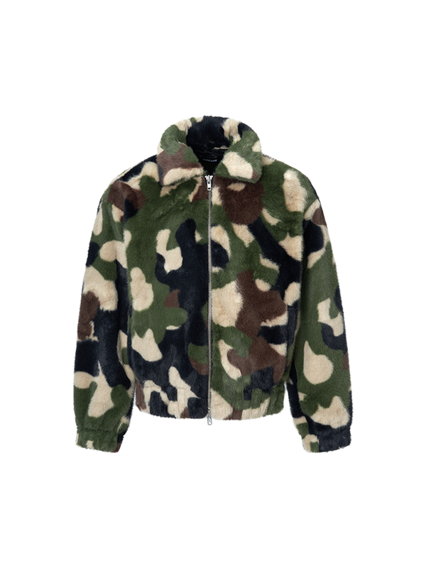 DONCARE 24 CAMO FAUX-FUR COAT