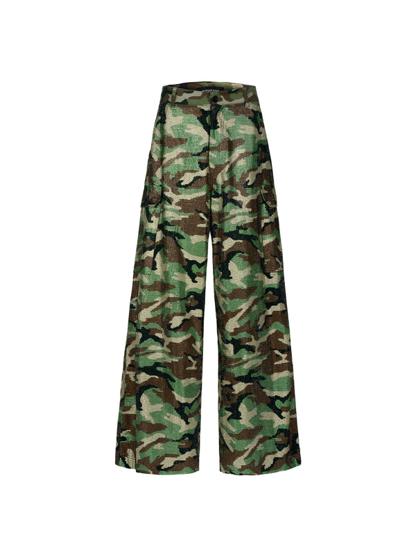 DONCARE "Camo rhinestone cargo pants"